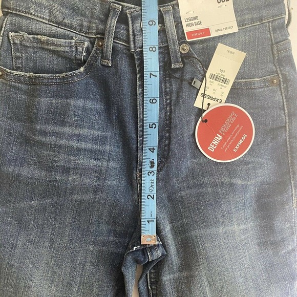 —SOLD—- Express High Rise Denim Jeans Legging Sz 00 long denim perfect - Picture 8 of 10